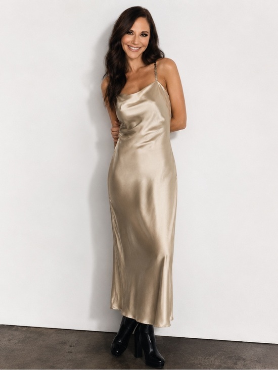 Zara Dresses & Skirts - Zara Champagne Satin Midi Dress